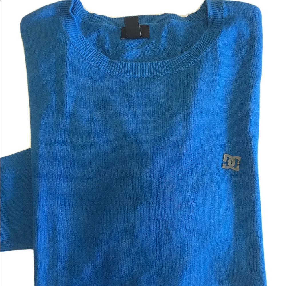 DC Men’s Round Neck Teal Blue Sweater Cotton L